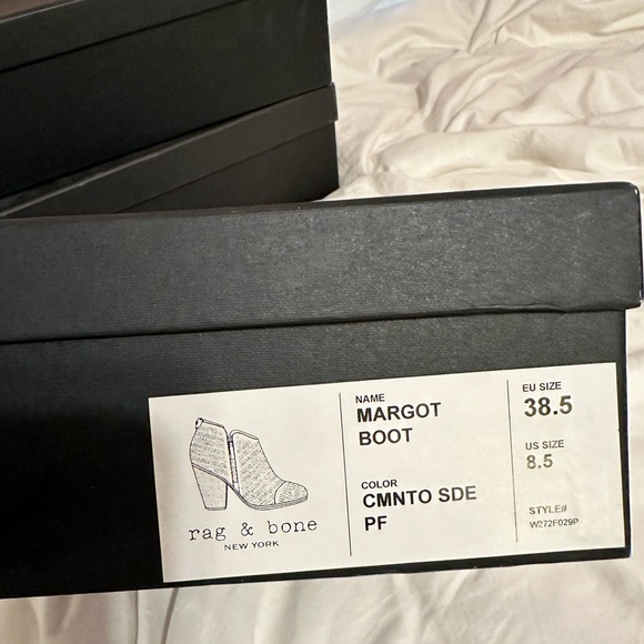 Rag & Bone Cemento Suede Gray Perforated Boots Sz 38.5 (8.5) - Picture 2 of 6